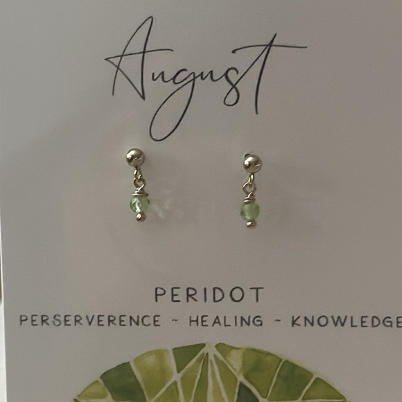 Birthstone Earrings - August (Peridot) - Picture 2 of 3